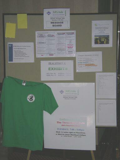 Ada green t-shirts for sale on the Conference bulletin board