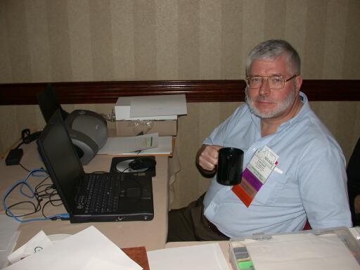 Tom Panfil at the Registration Desk