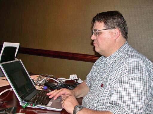 David Cook in the pre-conference preparations room