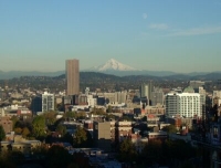 Portland with Mt. Hood (elevation 11,245 feet) in the far background